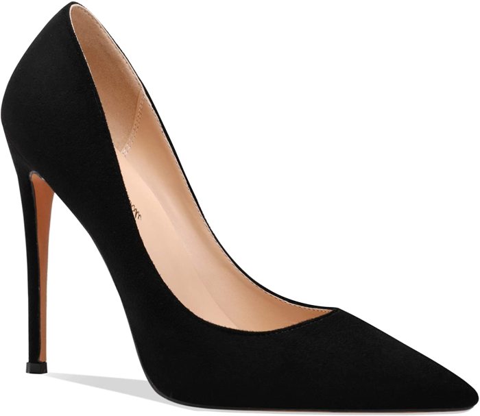 Black suede high heels