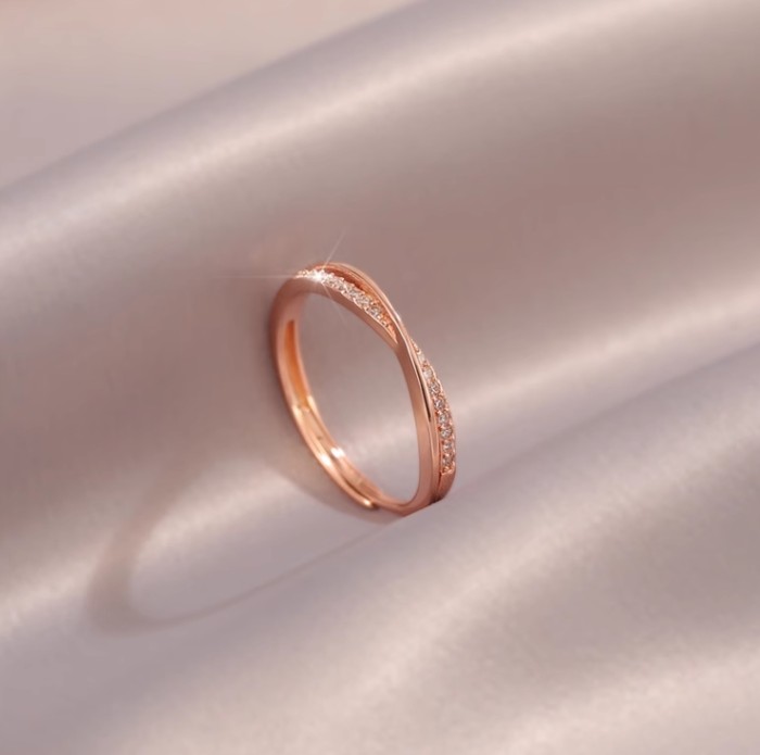Mobius cross ring- 18K rose gold diamond ring