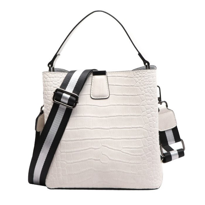 Oyixinger Bags For Women 2020 New Crocodile Pattern Handbags Cowhide Leather Shoulder Bag Female Fashion Solid Bucket Women Bag