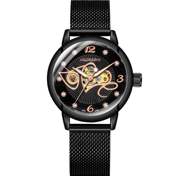 New Fashion Luxury Brand Skeleton Women Mechanical Watch Female Clock Automatic Mechanical Watches For Women Silver Montre Femme