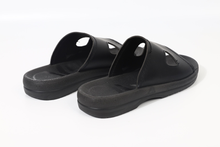 Anti static Pu thickened wear-resistant anti slip soft sole black dust-free two hole slippers