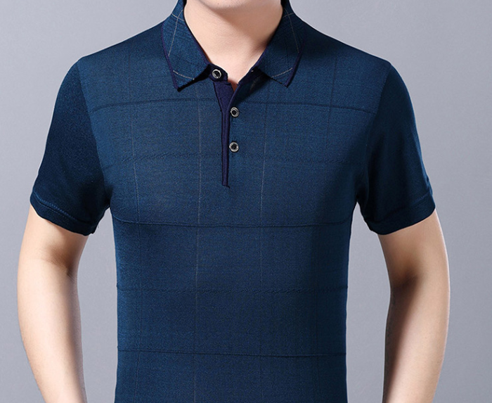 T-shirt summer clothes middle-aged men's ice silk summer clothes middle-aged and elderly men's lapel