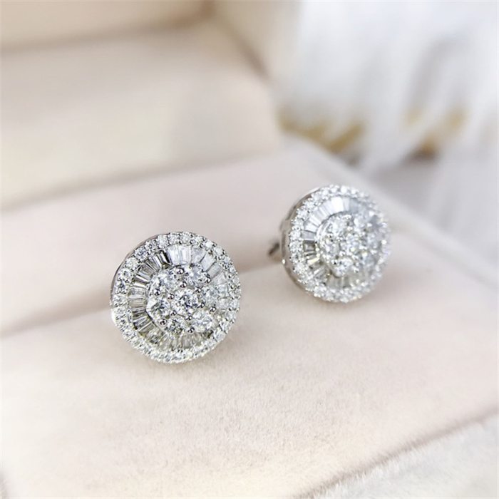 Charm 18K Gold Lab Diamond Stud Earring Real 925 sterling silver Jewelry Engagement Wedding Earrings for Women Bridal Party Gift