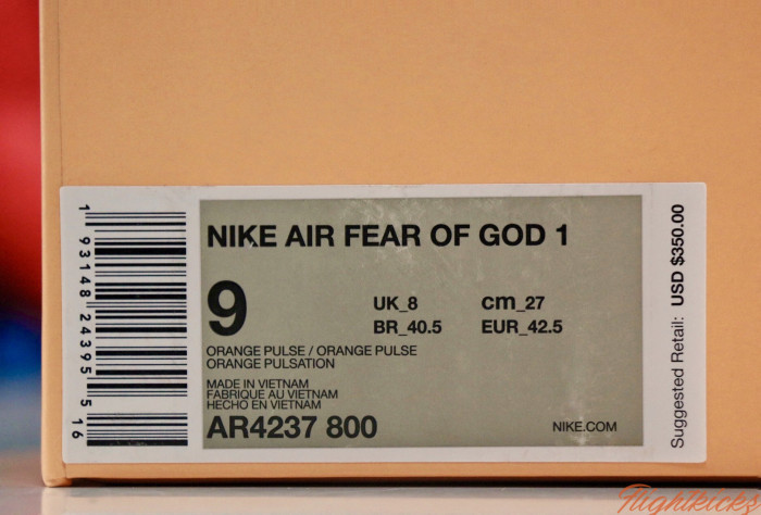 Air Fear Of God 1 Orange Pulse 2019
