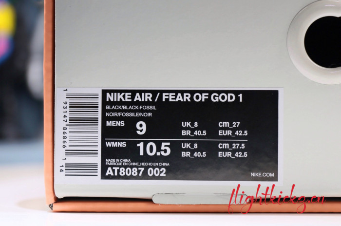 Nike Air/Fear Of God 1  Air Raid  Black