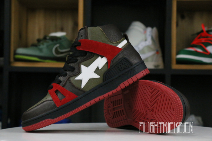 A Bathing Ape Bape Sta 93 Hi Khaki Green