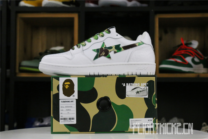 A Bathing Ape Bape Sta Low White ABC Camo Green