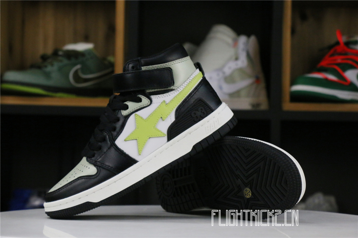 A Bathing Ape Block Sta Hi Black Lime