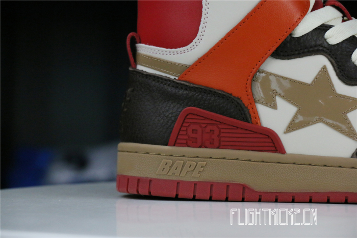 A Bathing Ape Bape Sta 93 Hi Red Orange Light Sand