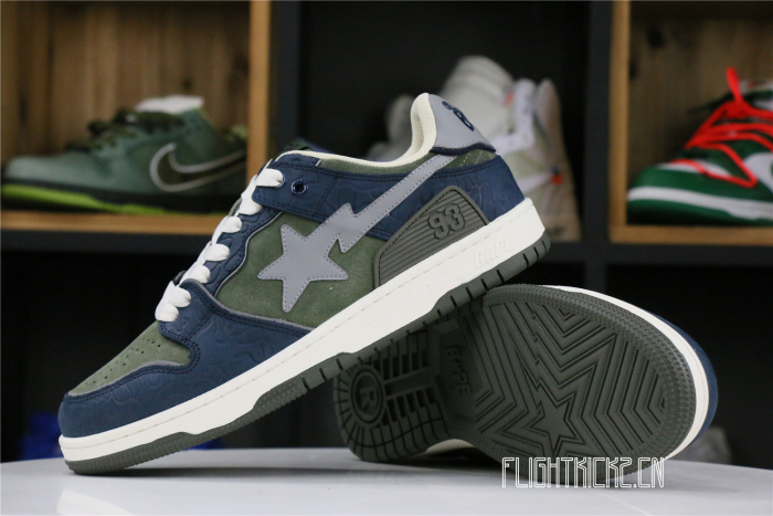 A Bathing Ape Bape SK8 Sta Army Green Dark Blue
