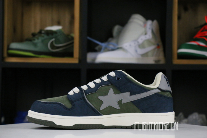 A Bathing Ape Bape SK8 Sta Army Green Dark Blue