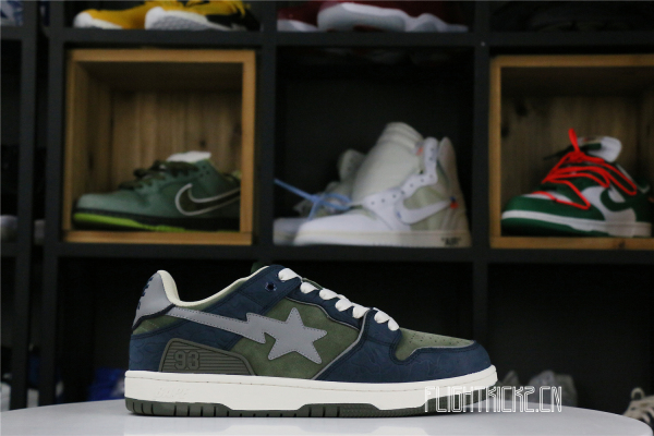 A Bathing Ape Bape SK8 Sta Army Green Dark Blue