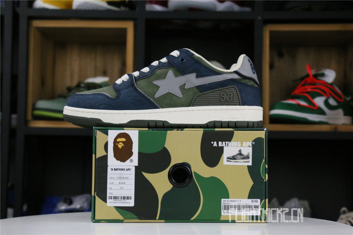A Bathing Ape Bape SK8 Sta Army Green Dark Blue