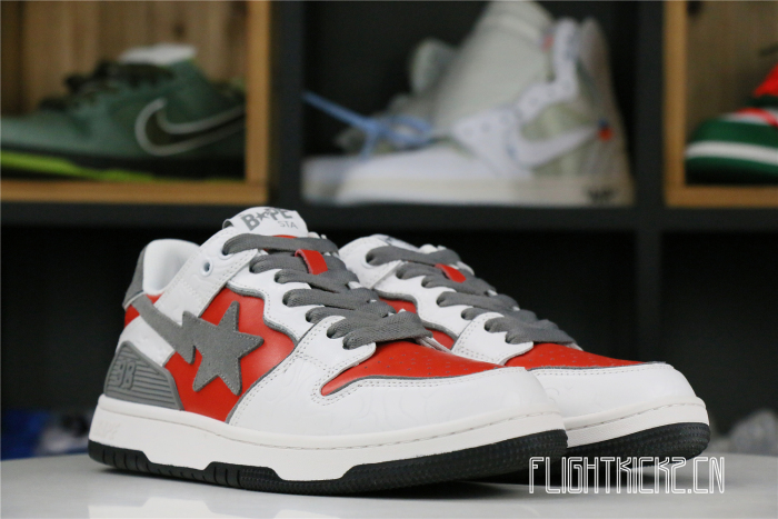 A Bathing Ape Bape SK8 Sta White Red