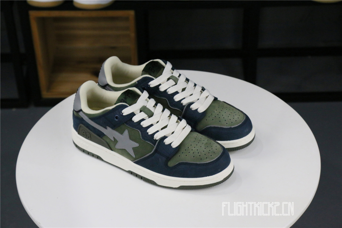 A Bathing Ape Bape SK8 Sta Army Green Dark Blue