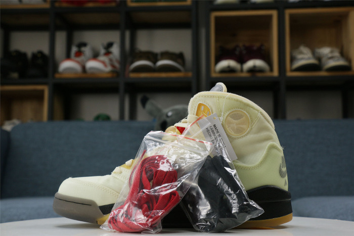 Off White x Air Jordan 5 Retro  Sail/Plot twist  ( A1)