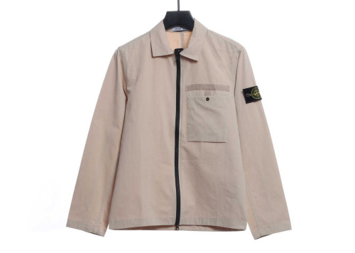 St0ne Island single pocket solid color sleeve label stand collar jacket