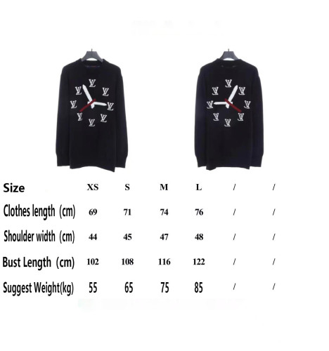 Lou1s Vu1tton 22FW clock jacquard crew neck sweater