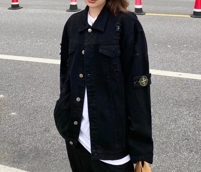 St0ne Island distressed armband denim jacket