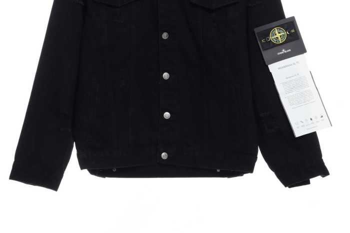 St0ne Island distressed armband denim jacket