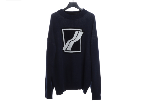 WE11DONE 22FW Square Standard Jacquard Crew Neck Sweater