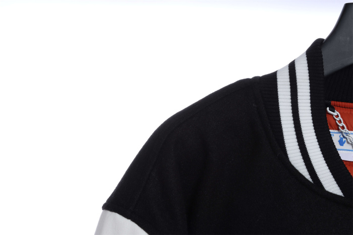 OW 22Fw alien arrow embroidered woolen stitching jacket thickened cotton baseball uniform jacket