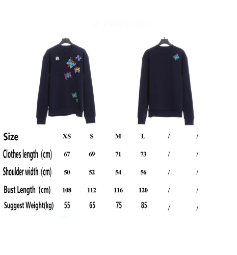 Lou1s Vu1tton 22FW Butterfly Embroidered Crewneck  Hoodie