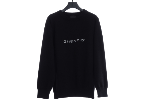 Givenchy small letter embroidered crew neck sweater