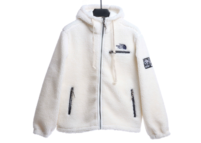 The North Face Double Laminated Sherpa White Zip Jacket