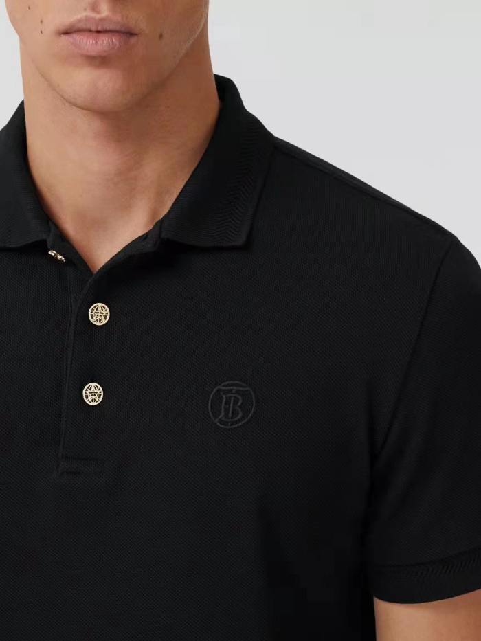 BBR gold buckle logo embroidered short-sleeved polo shirt