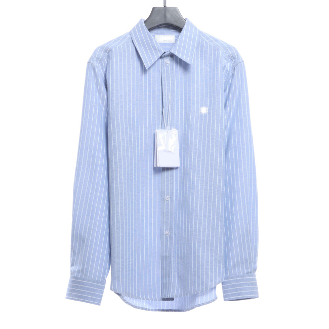 C3  Small Embroidered Vertical Stripe Long Sleeve Shirt
