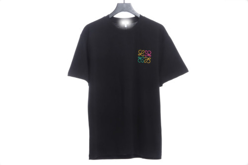 Lo-w3 colorful logo embroidered on chest short sleeves