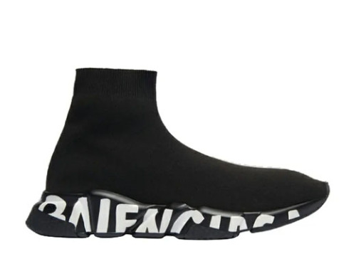 Balenciag* Speed Graffiti Trainers Black White