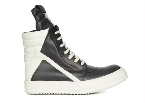 R!ck Owens Strobe Geobasket Thin Shoelaces High Black Milk
