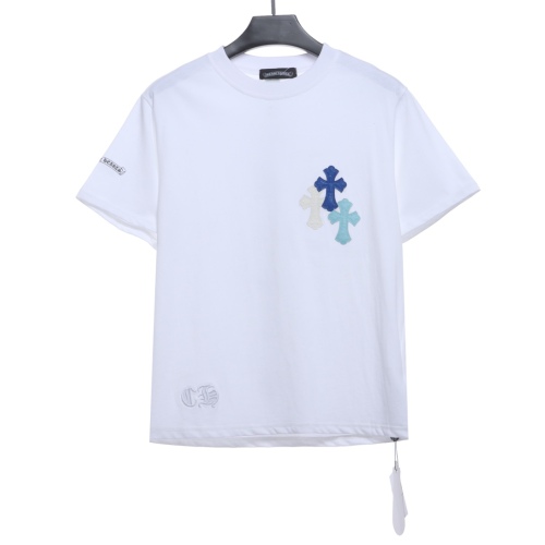 Chrome Hearts Crossed leather with silver embroidered Sanskrit short sleeves