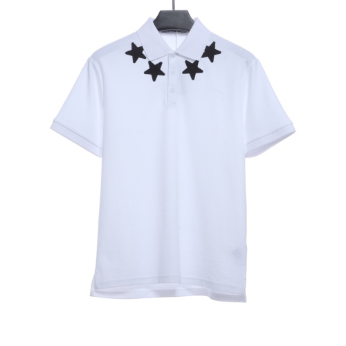 Give*chy neckline star embroidery POLO short sleeves