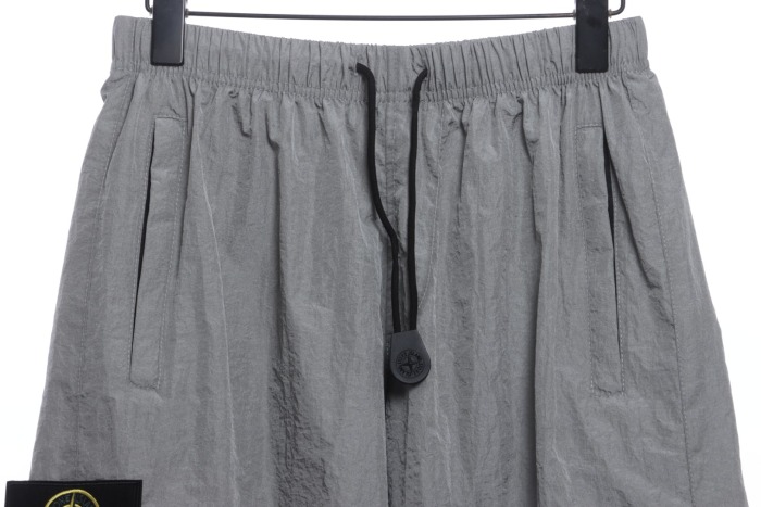 Stone Island Side compass large embroidered shorts gray