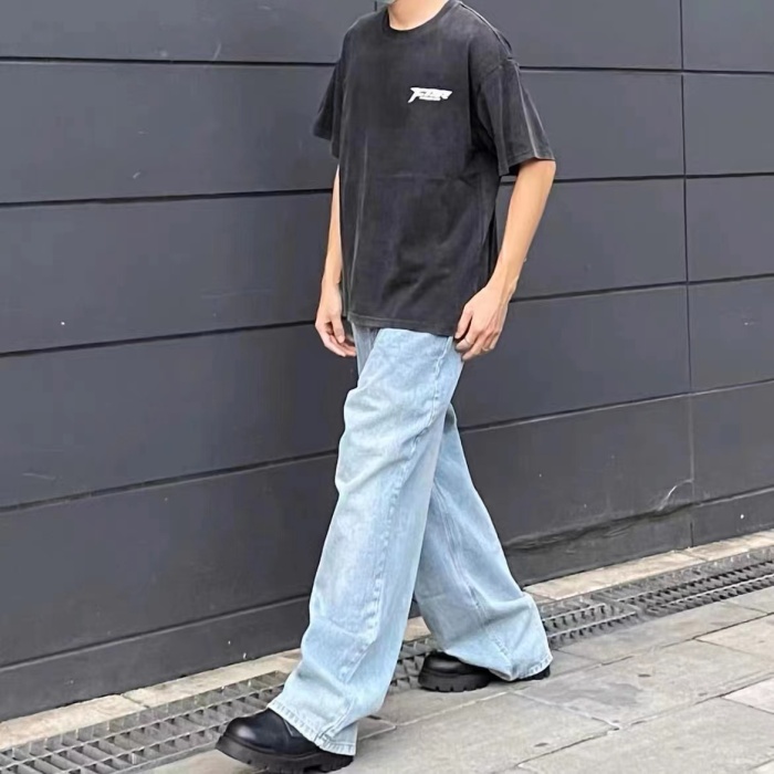 FAR.ARCHIVE Washed Letter Print Short Sleeve T-Shirt
