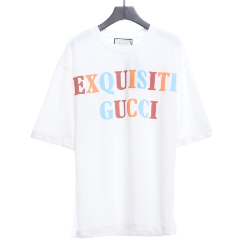 Gucc* colorful logo back mannequin print short sleeves