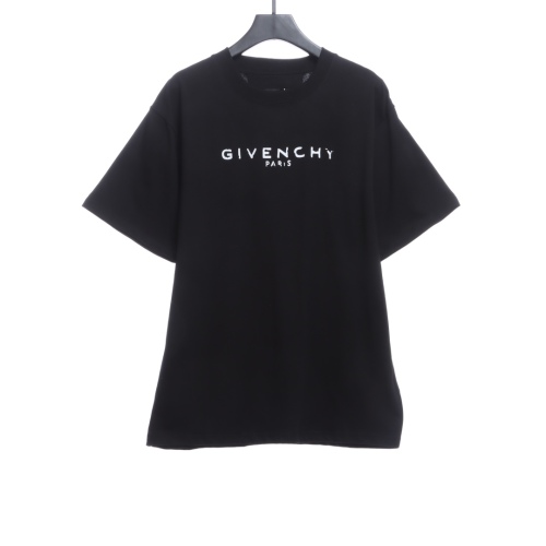 Give*chy Incomplete Logo Print Round Neck Short Sleeves