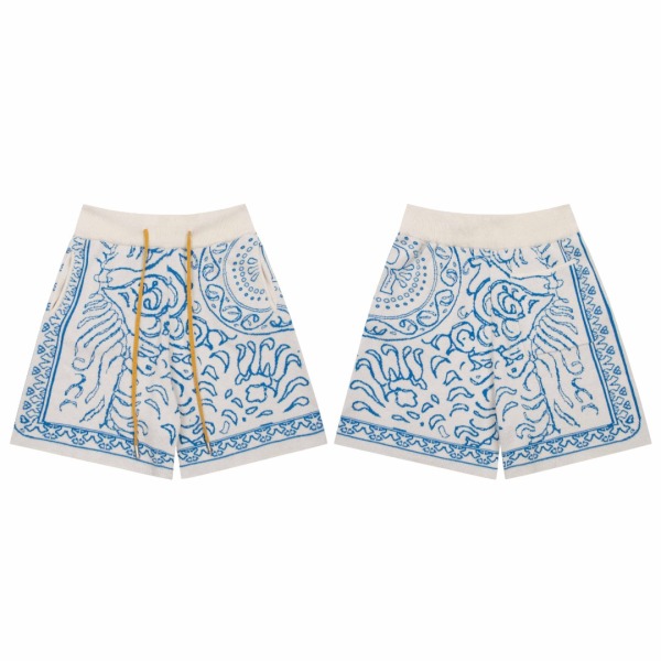 Rhud3 2023ss men's and women's identical Danube blue knitted shorts