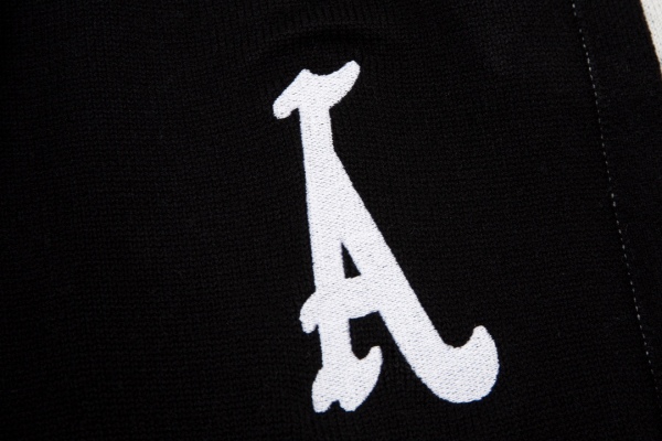 Letter A black and white striped knitted shorts