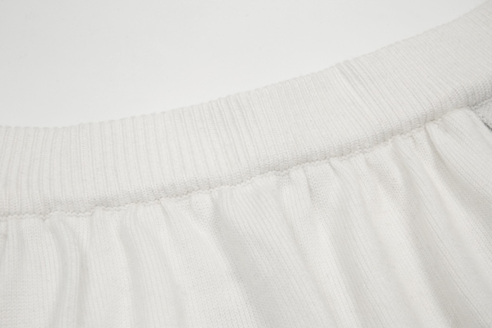Letter A black and white striped knitted shorts