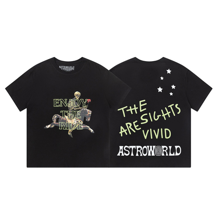 Travis Scott Concert retro art letter printing short sleeves