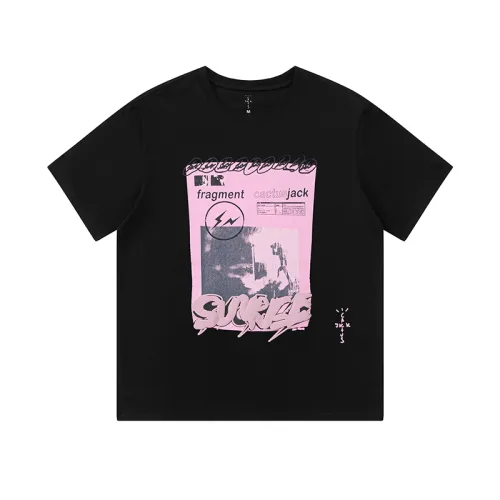 Travis Scott Lightning Fujiwara letter printing pattern short sleeves