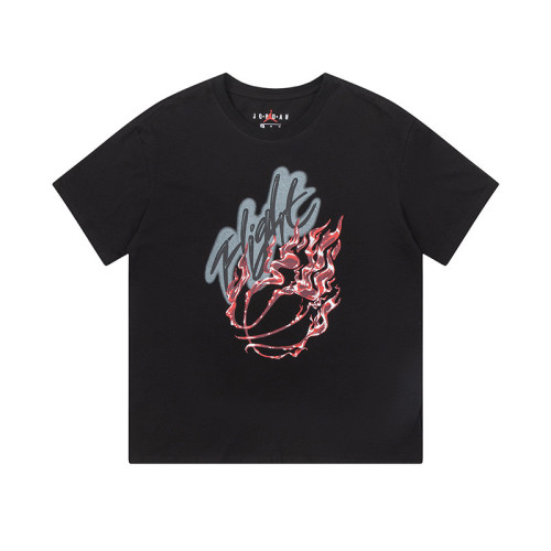 Travis Scott Flame printing water drill round collar and short sleeves