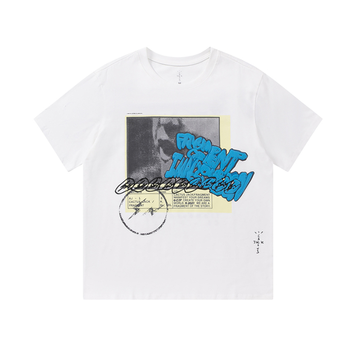 Travis Scott Joint badge style Logo letter foam printing round collar and short sleeves