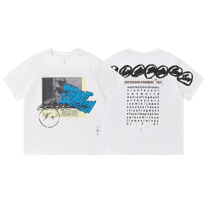 Travis Scott Joint badge style Logo letter foam printing round collar and short sleeves