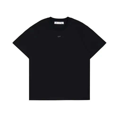 Ow overlapping printed short-sleeved black tape arrow T-shirt