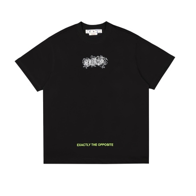 Ow23ss embroidery printing flocking letter short sleeves